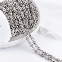 Chaîne plate en acier inoxydable à double rangée d'accessoires de bricolage faits à la main dans la chaîne de mode exquise de style européen américain Hip Hop