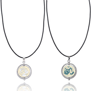 Collar con Colgante <span class=keywords><strong>de</strong></span> Rosa Giratorio Inspirado en el Juego League of Heroes, Cadena <span class=keywords><strong>de</strong></span> Cordón Negro Esmaltado, Joyería para Regalo <span class=keywords><strong>de</strong></span> Fans - Product Image 3