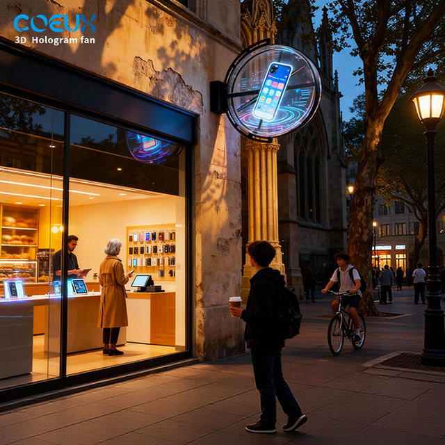 High Visibility Outdoor OEM Backlit 3D Holographic Display for Store Advertising with Bright Illuminated Graphics