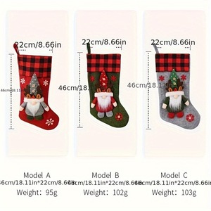 Gnome renne 3D pour enfants et famille, décoration de Noël classique en plaid rouge et <span class=keywords><strong>noir</strong></span>, douce et écologique, pour cheminée, manteau de cheminée, arbre de Noël - Product Image 3