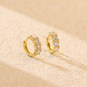 Chất lượng cao 925 Sterling bạc Zircon Hoop Bông tai hợp thời trang 18K mạ vàng eaaring cho phụ nữ Quà Tặng - Product Image 5