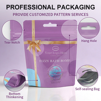 Pochette d'emballage pour bombes de bain avec logo personnalisé, directement de l'usine, refermable, anti-odeur, sac autoportant, cosmétiques sous marque privée, laminé