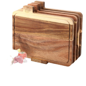 Juego de Tablas de Cortar de Madera Maciza de Acacia con Soporte, Rectangular, Multifuncional, para Cocina - Product Image 5