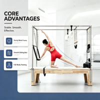 Ensemble de Pilates 5 pièces en bois de chêne certifié CE de haute qualité MJD, équipement de fitness, appareil pliable, machine de Pilates Reformer.