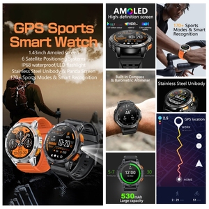 Montre intelligente de sport GPS à écran AMOLED de 1.43 pouces <span class=keywords><strong>LEMFO</strong></span> K67 de style chaud en gros, prise en charge de la surveillance de la santé des appels sans fil - Product Image 3