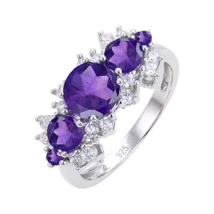 Abiding Jewelry Hot Sale Cheap Classic Jewelry Rings Solid 925 Silver Body Jewelry Custom Amethyst Rings