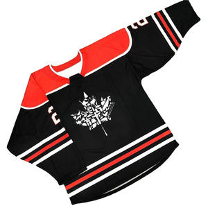 Tessuto nero giallo lampo pizzo personalizzato sublimato miglior potente <span class=keywords><strong>arbitro</strong></span> uomo maglia pesante moda maglia rosa Hockey Jersey - Product Image 2