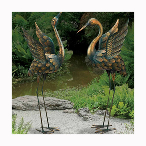 Escultura de Aves, Estatua de Garza de Bronce Negro Antiguo, Precios de Esculturas Decorativas de <span class=keywords><strong>Metal</strong></span> Grande - Product Image 6