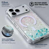 Étui de téléphone en résine époxy de luxe avec coquille naturelle pour iPhone 18 Pro Max, protection intégrale, magnétique, antichoc, coque de protection