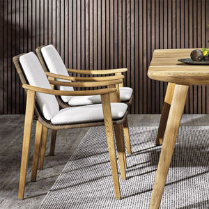 Ensemble de chaises de salle à manger d'extérieur en teck massif de qualité supérieure, <span class=keywords><strong>fauteuil</strong></span> d'appoint tissé à la main, résistant à l'eau et aux UV pour le mobilier de <span class=keywords><strong>jardin</strong></span> et de patio - Product Image 1