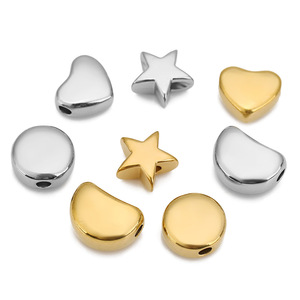 Perles irrégulières en acier inoxydable plaqué or 18 carats, en forme d'étoile, de cœur et rondes, pour colliers, bracelets et perles d'espacement - Product Image 1