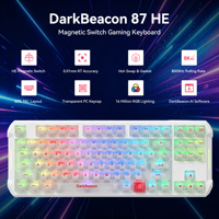 Teclado Mecánico con Cable Flux 87 Blanco, Interruptor Magnético de Efecto Hall DB Neon Rojo, TKL, Rapid Trigger, 8K Polling, RGB, USB-C, para Juegos