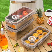 304 Boîte à lunch en acier inoxydable de qualité alimentaire avec couvercle Conteneur de stockage de fruits pour réfrigérateur simple pour le bureau ou l'école