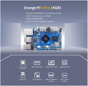 Aismartlink Orange Pi 5 Pro 4 ГБ LPDDR5 RK3588S 8-ядерный 64-битный одноплатный компьютер, декодирование видео 8K, новинка - Product Image 2