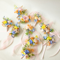 Corsage floral de mariage fait main, corsage de poignet, boutonnière de poche, fleur pour verre à vin pour la Saint-Valentin et les célébrations professionnelles