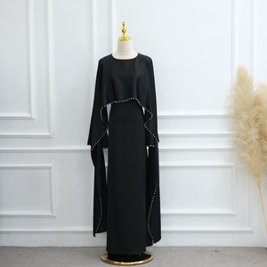 Abaya Elegante da <span class=keywords><strong>Donna</strong></span> Islamica Taglie Forti con Perle e Diamanti, Vestito Musulmano Modesto per l'Eid - Product Image 5