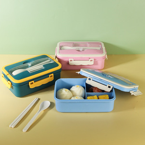 IStapromo Gifts Eco Friendly Plastic Bento Lunch Box Container BPA Free Food Safe Lunch Box with Spoon Fork - Product Image 1