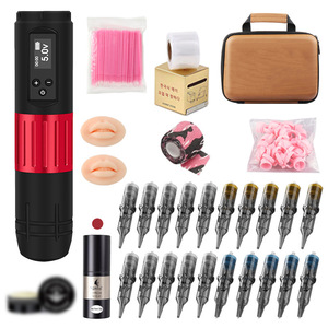 Kit de maquillaje permanente inalámbrico Tuffking, máquina de tatuaje rotativa con pantalla para práctica de cejas y labios, suministros. - Product Image 2