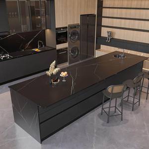 Black Knight, revêtement mural en pierre frittée moderne, <span class=keywords><strong>plan</strong></span> <span class=keywords><strong>de</strong></span> <span class=keywords><strong>travail</strong></span> <span class=keywords><strong>de</strong></span> <span class=keywords><strong>cuisine</strong></span> et hall paysager, grand format <span class=keywords><strong>de</strong></span> dalle - Product Image 2