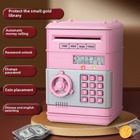 Tirelire pour enfants avec fonction de dépôt/retrait ATM, accessible par empreinte digitale et mot de passe, motif dessin animé