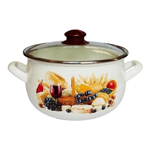 Beige crema muslimcina <span class=keywords><strong>Russia</strong></span> smalto a forma di pancia pentola cottura casseruola casseruola smaltata Ollas de Peltre - Product Image 1