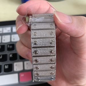 Reloj de Lujo Estilo Hip Hop con Incrustaciones de Diamantes, Mecánico Automático, con Correa de Goma, Caja de Acero Inoxidable, Esfera con Diamantes VVS Moissanite, Probador de Diamantes - Product Image 6