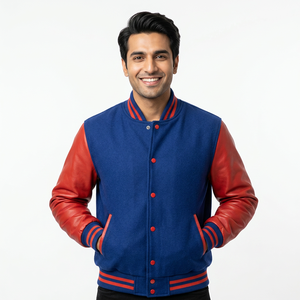 Varsity <b>Jacket</b> In Vintage Style Featuring Embroidered <b>Patches</b> Soft Wool fit Custom Color Blocking CollegeBaseballjacket for men - Product Image 1