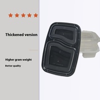 Boîte en plastique jetable à double compartiment de 1000ml pour restauration rapide Emballage rectangulaire pour restaurant à emporter Salade de sushi style américain