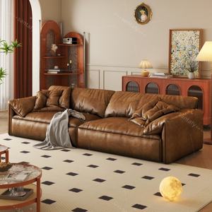 ชุดโซฟาหนังปรับเอนสไตล์โมเดิร์นกลางศตวรรษ สีคาราเมล แขนตรง ดีไซน์เป็นมิตรกับสิ่งแวดล้อม สำหรับใช้ในห้างสรรพสินค้าและโรงแรม - Product Image 2