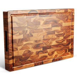 Planche à découper/à découper en bois d'acacia à grain fin personnalisé écologique bloc <span class=keywords><strong>de</strong></span> <span class=keywords><strong>boucher</strong></span> <span class=keywords><strong>de</strong></span> grande taille avec poignée <span class=keywords><strong>pour</strong></span> une utilisation en <span class=keywords><strong>cuisine</strong></span> - Product Image 5
