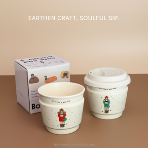 Cute Cartoon Ceramic <strong>Mug</strong> with Lid Give You <strong>A</strong> Big <strong>Hug</strong> Pattern Portable Coffee Milk Cup with Premium Gift Box - Product Image 6