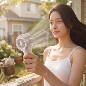 High-speed turbo handheld fan with Water Mist Rechargeable Battery 2000mAh prefect for corporate summer gift - Product Image 5