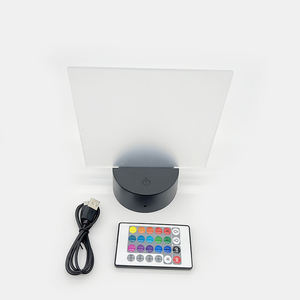 Lampe LED 3D de nuit avec base, câble USB, télécommande, 16 couleurs, panneau en verre acrylique vierge, support d'affichage en ABS pour l'affichage - Product Image 5