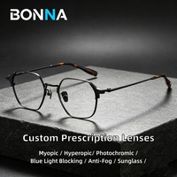 Monture de lunettes optiques en titane pur 81010, motif écaille de tortue noire, pour femmes, de qualité supérieure, pour verres correcteurs