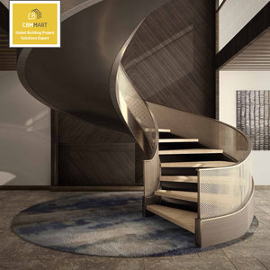 <span class=keywords><strong>Escalier</strong></span> moderne au design incurvé CBMmart avec <span class=keywords><strong>marches</strong></span> en marbre, taille des trous personnalisée, structure en acier, prix abordable - Product Image 3