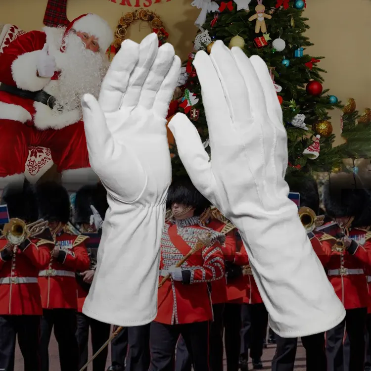 Formal Long Cuffs Santa Claus Honor Guard Uniform Parade Ceremony White 140D Nylon Gloves Ceremony