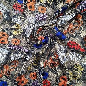 Fábrica de tela de encaje bordado malla de flores multicolor - Product Image 3