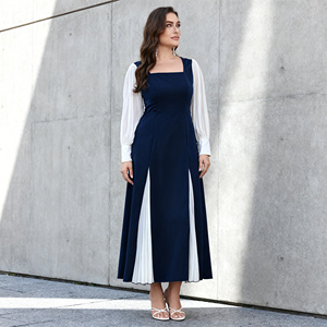 Vente en gros de robes Abaya élégantes et modestes de haute qualité en polyester de couleur unie personnalisées pour femmes musulmanes - Product Image 1