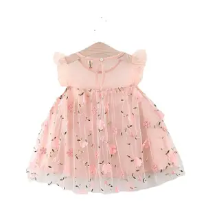 Платье Smock, пушистое длинное шифоновое Тюлевое платье для малышей, юбка, детские платья-пачки для девочек с вышивкой