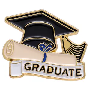 Hot selling Alloy letter graduation season doctoral hat brooch Enamel paint badge brooch Metal Bachelor Hat Gift Jewelry Pin