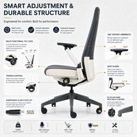 Chaise de bureau de direction en cuir PU de luxe avec rotation à 360° °   Accoudoir rotatif intelligent, design ergonomique, chaise de direction pivotante conforme à la norme BIFMA