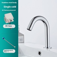 Vente en gros Robinet à détecteur de mouvement automatique Robinet de lavabo monotrou en acier inoxydable Robinet en céramique sans contact pour eau chaude et froide