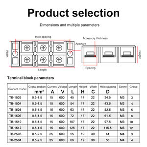 Bloque <span class=keywords><strong>de</strong></span> Terminales YHKJ TB-1512 1503/1504, Tira <span class=keywords><strong>de</strong></span> Terminales <span class=keywords><strong>de</strong></span> Corriente 15A, Conector, Caja <span class=keywords><strong>de</strong></span> Distribución <span class=keywords><strong>de</strong></span> Energía, Columna <span class=keywords><strong>de</strong></span> Terminales - Product Image 6