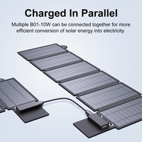 Pengisi Daya Panel Surya Portabel 10W, Pengisi Daya Bank Tenaga Surya Lipat Kompak dengan Output USB untuk Hiking, Camping, dan Perjalanan