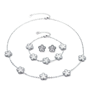 Collar de Acero Inoxidable Chapado en Oro de 18K con Flor de Trébol de Cinco Hojas, Juego de Collares de Oro de la Suerte con 5 Hojas, Joyería para Mujer - Product Image 2