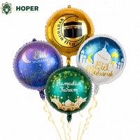 Lot de ballons imprimés en feuille d'aluminium et confettis en latex, motif croissant et étoile, pour la décoration des fêtes de l'Aïd Moubarak, du Ramadan, du Hajj et du Mawlid