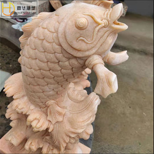 Fontaine d'extérieur sculptée en pierre de Jiahua en forme de carpe, décoration de jardin - Product Image 2