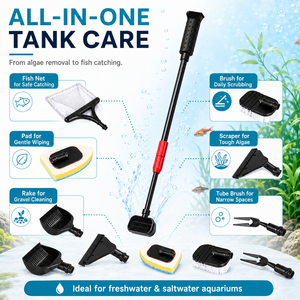 Ensemble d'outils d'entretien d'<span class=keywords><strong>aquarium</strong></span> multifonctionnel avec 6 têtes interchangeables, manche long réglable, OEM/ODM, respectueux de l'environnement - Product Image 6