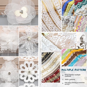 Pestañas blancas <span class=keywords><strong>Crochet</strong></span> Flor francesa Patrón floral grande Ajuste de encaje Chantilly Recorte de encaje de pestañas para ropa - Product Image 5