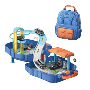 Samtoy DIY Sac à dos de jeu d'imitation pour la maternelle, unisexe, avec circuits de construction, parking pour voitures et poste de police - Product Image 6